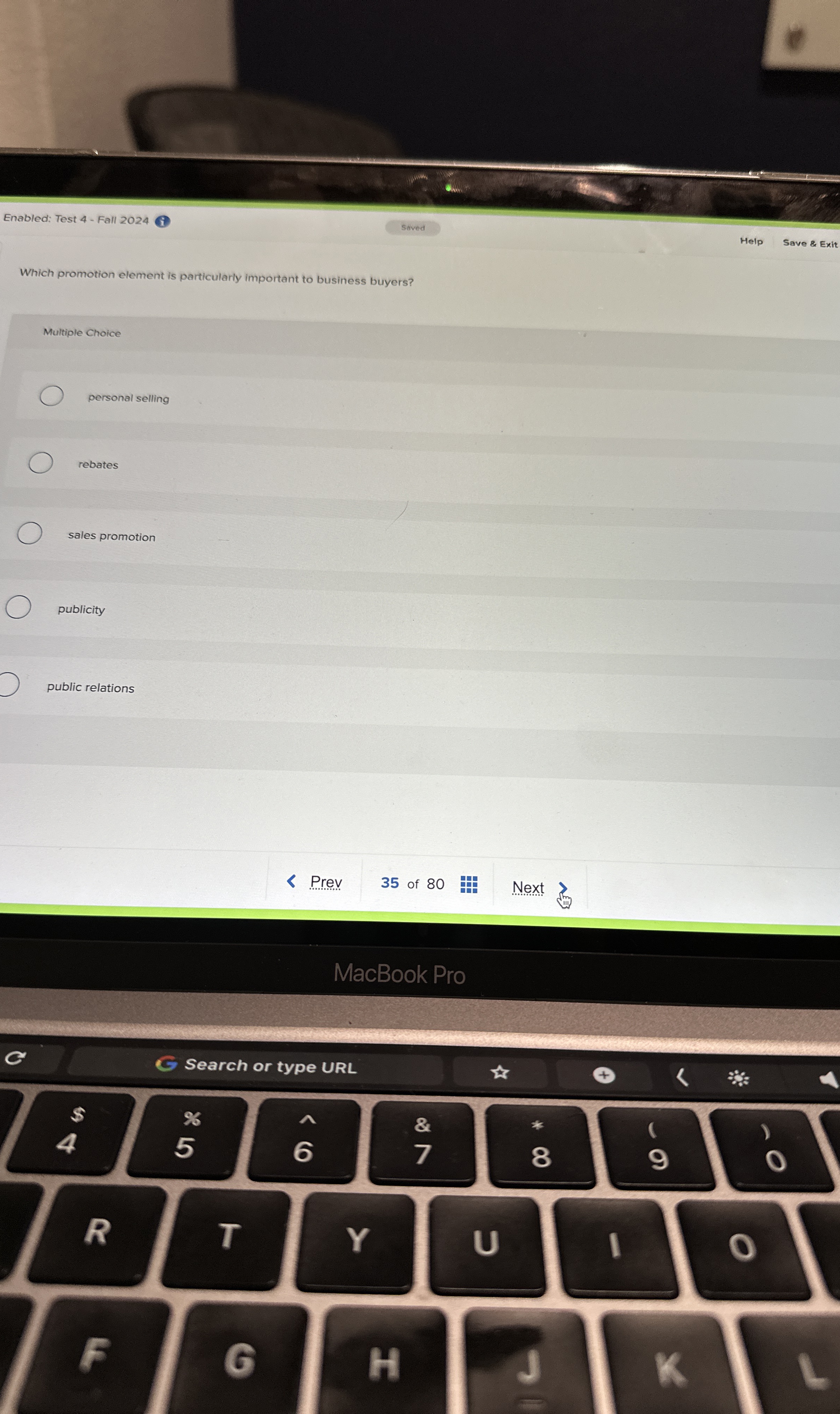 Enabled: Test 4 - Fall 2 0 2 4 Help Save & Exit