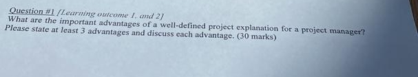 Question # 1 / Learning oulcome 1 , and 2 7 What
