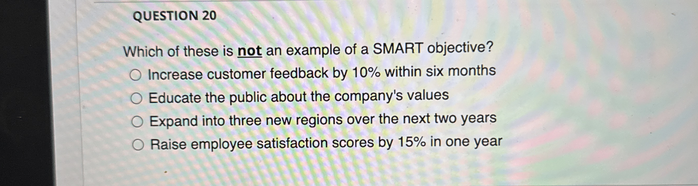 QUESTION 2 0 Which of these is not an example of