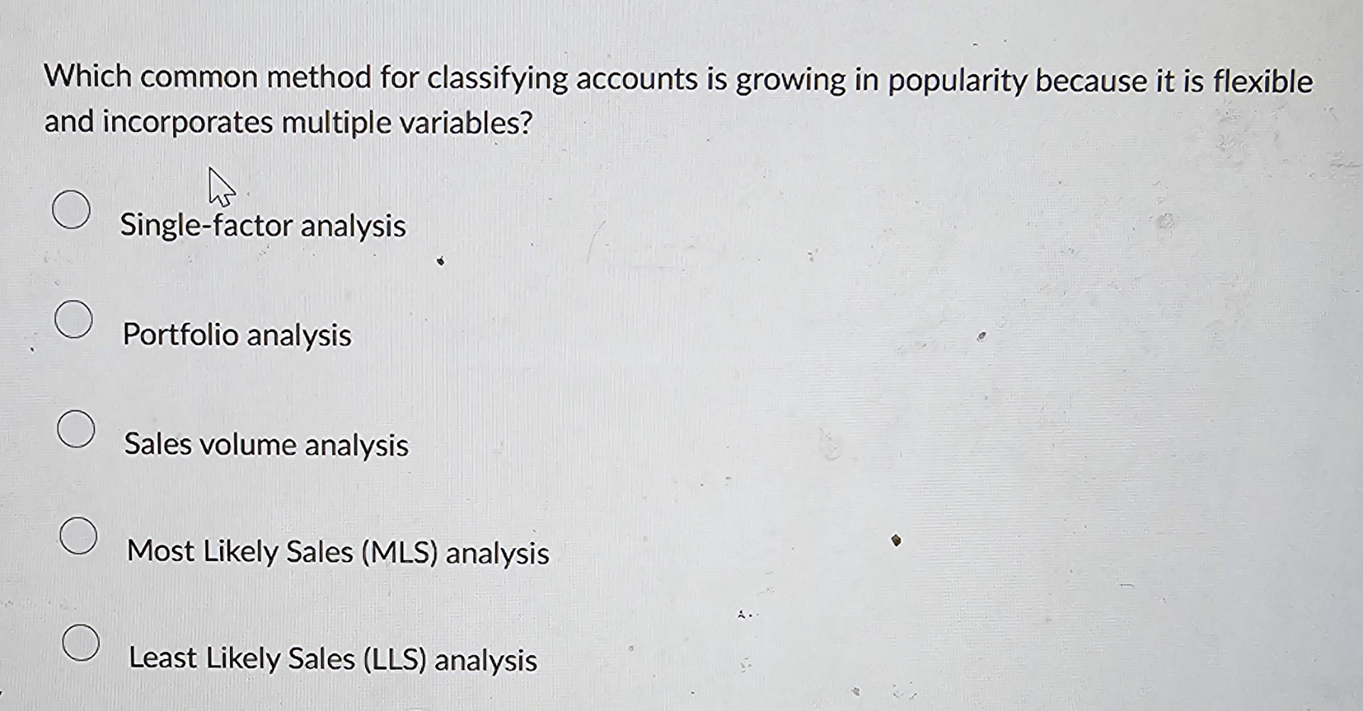 Which common method for classifying accounts is