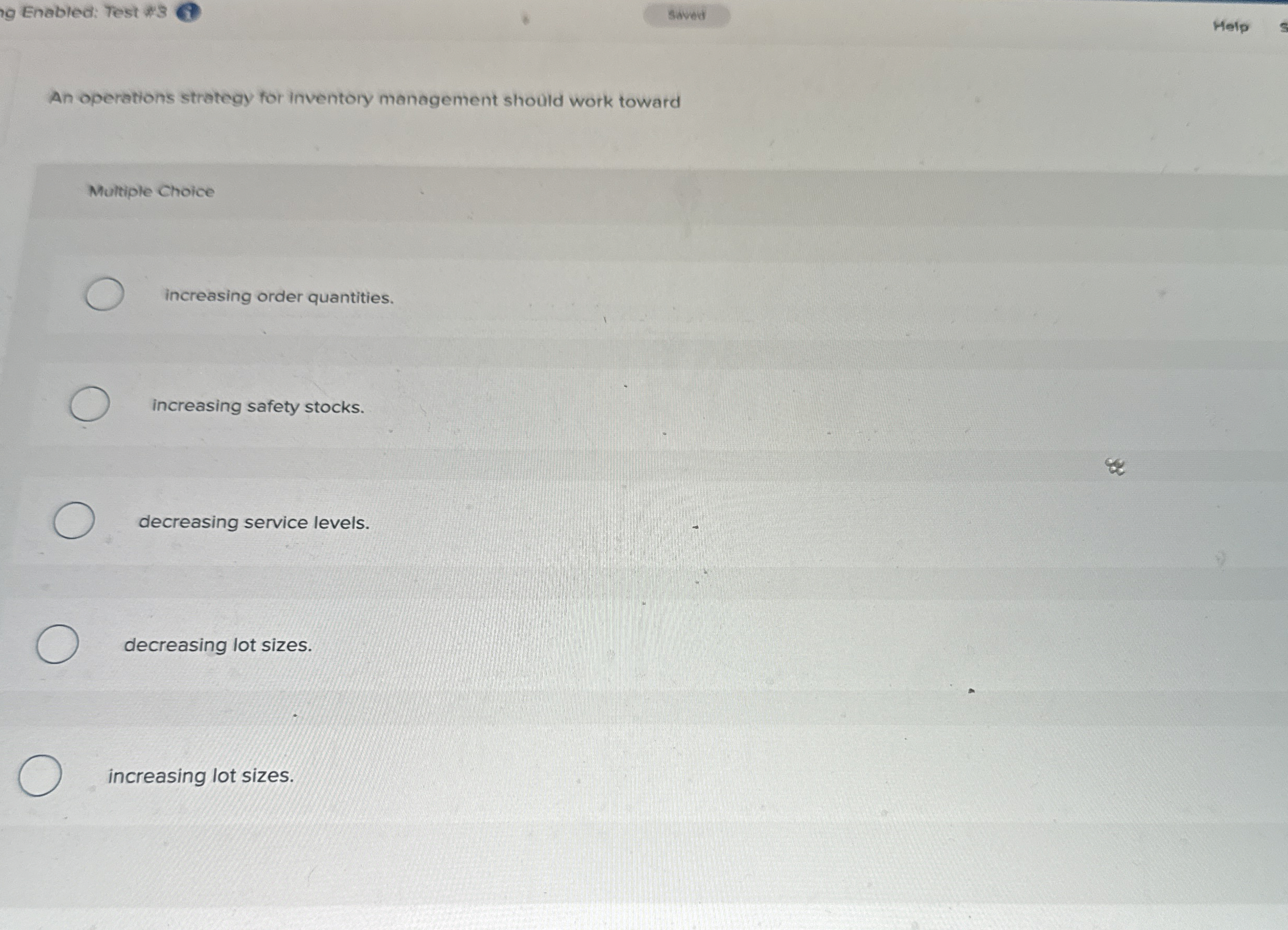 9 Enabled: Test # 3 saved Help An operations