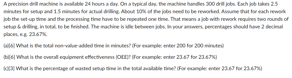 A precision drill machine is available 24 hours a
