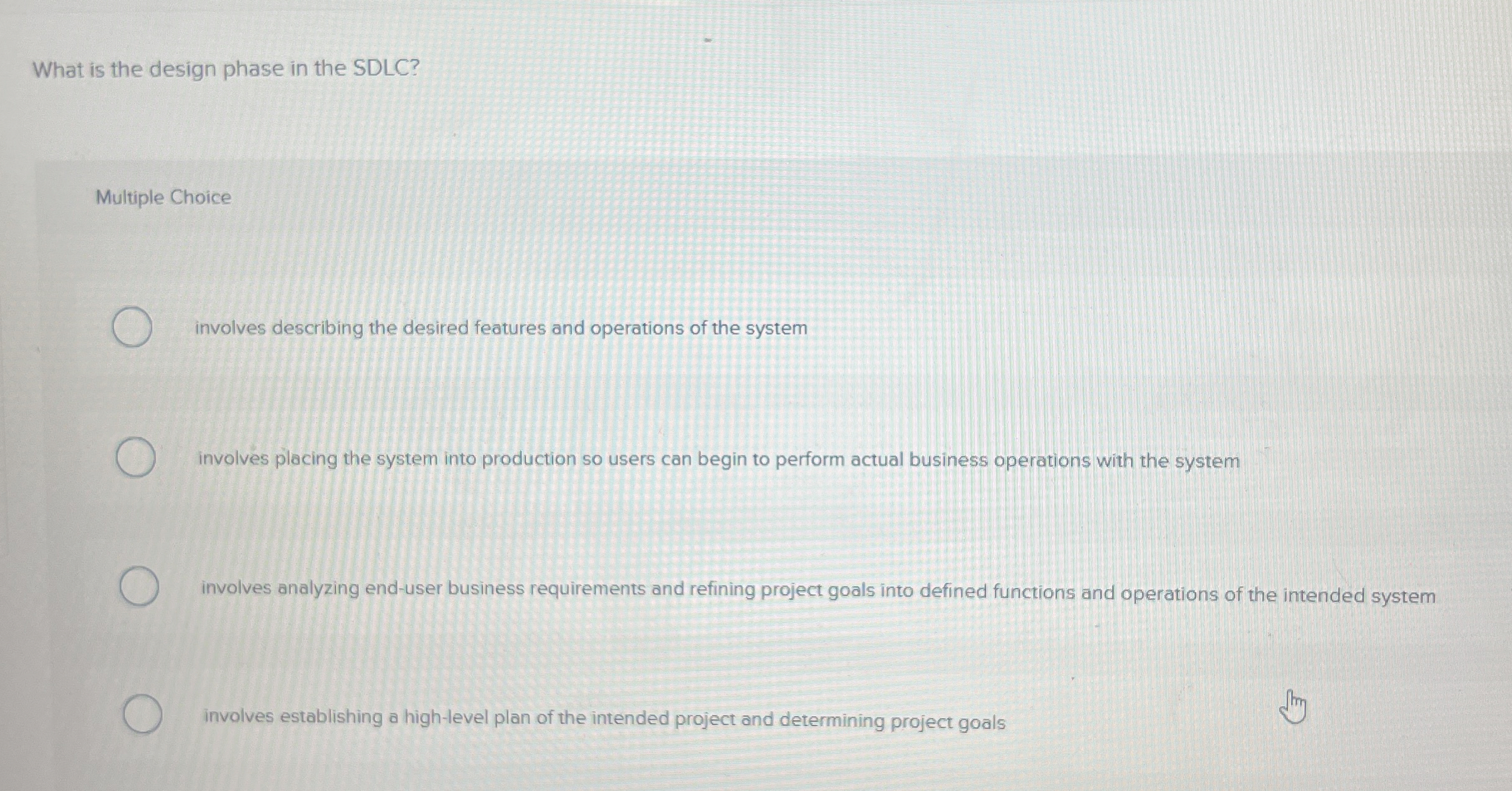 What is the design phase in the SDLC ? Multiple