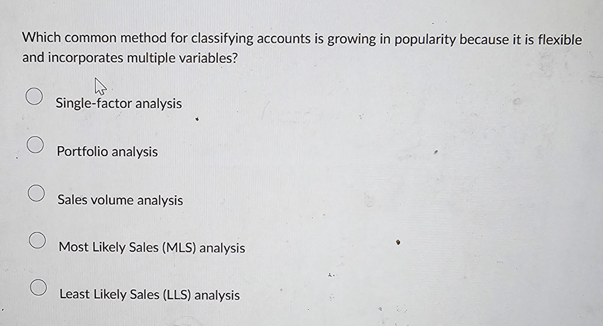 Which common method for classifying accounts is