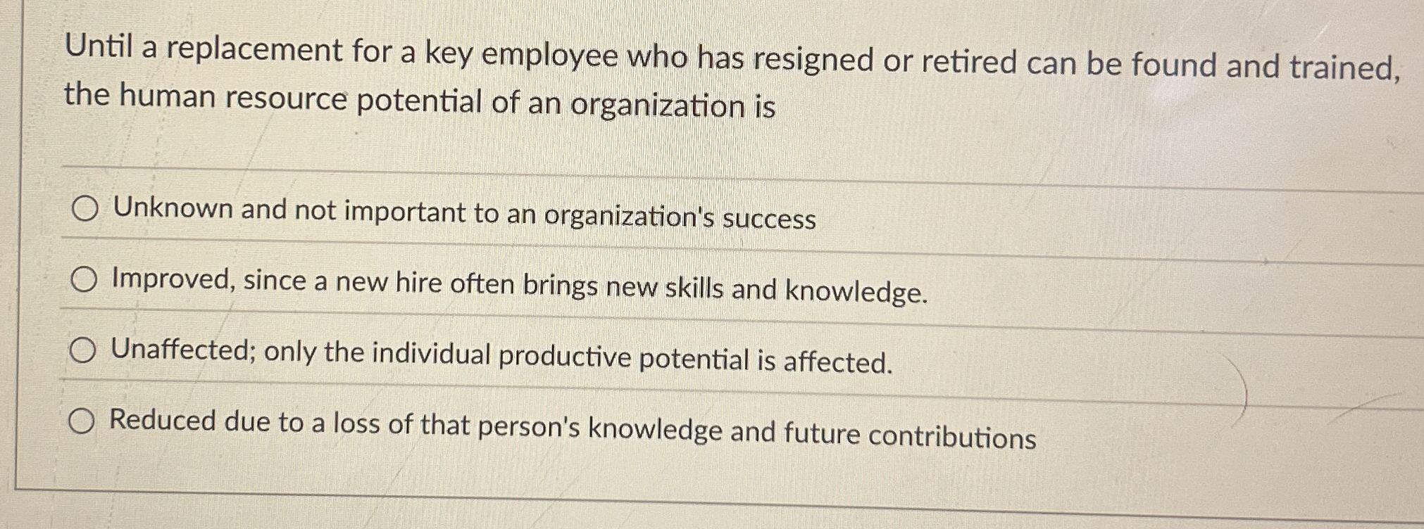 Until a replacement for a key employee who has