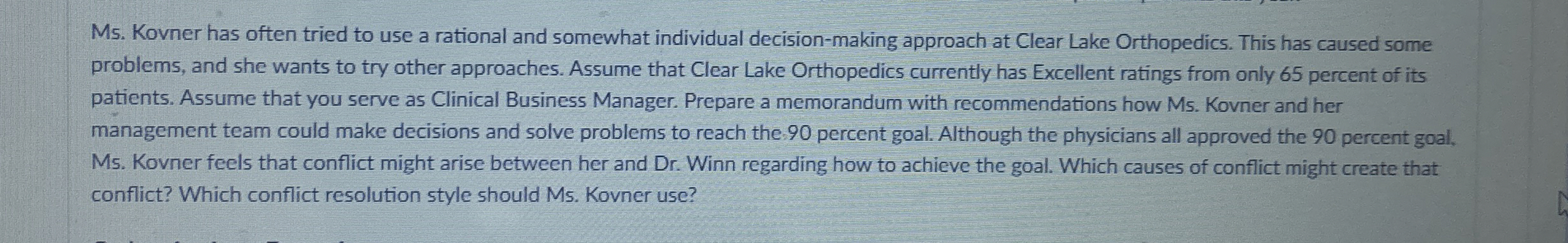 Ms . Kovner has often tried to use a rational and