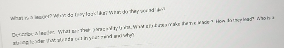 What is a leader? What do they look like? What do