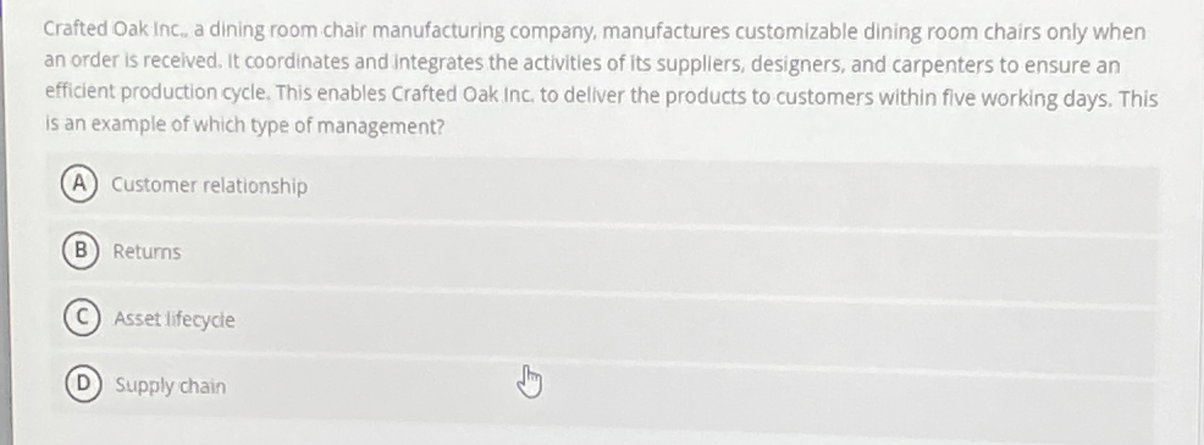 Crafted Oak Inc., a dining room chair