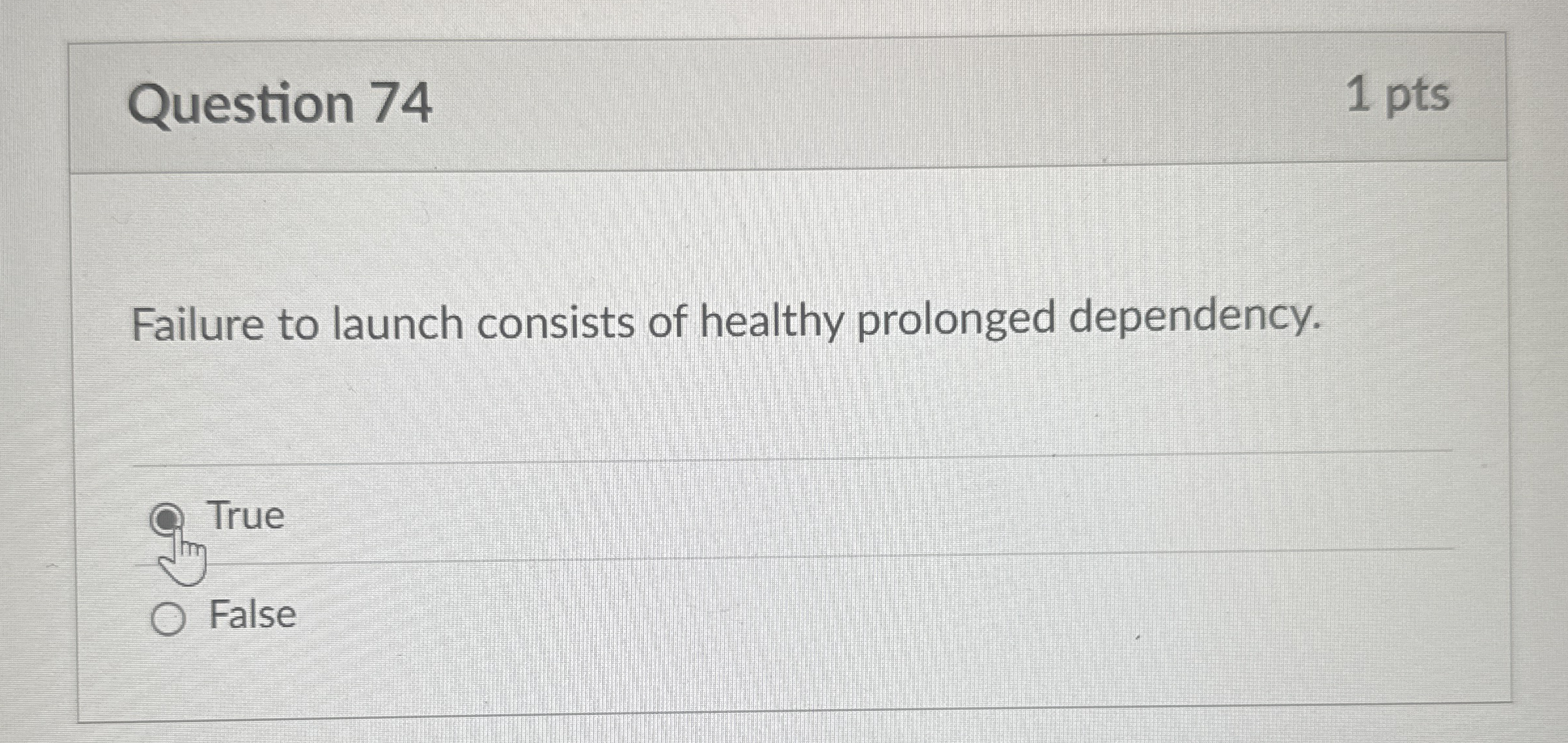 Question 7 4 1 pts Failure to launch consists of