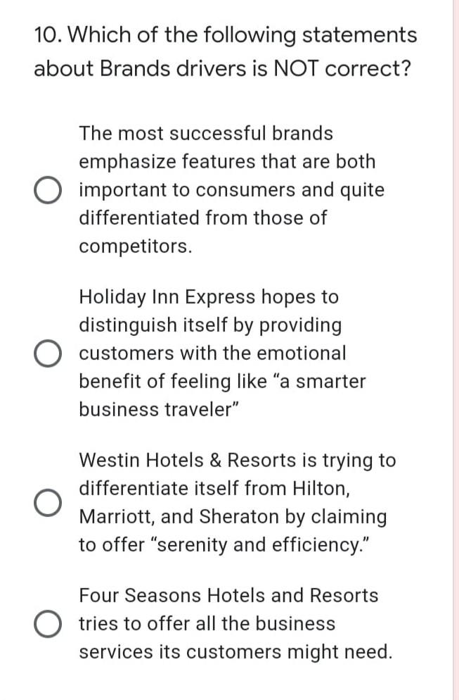 just mark answers and do not need explanation. 8.