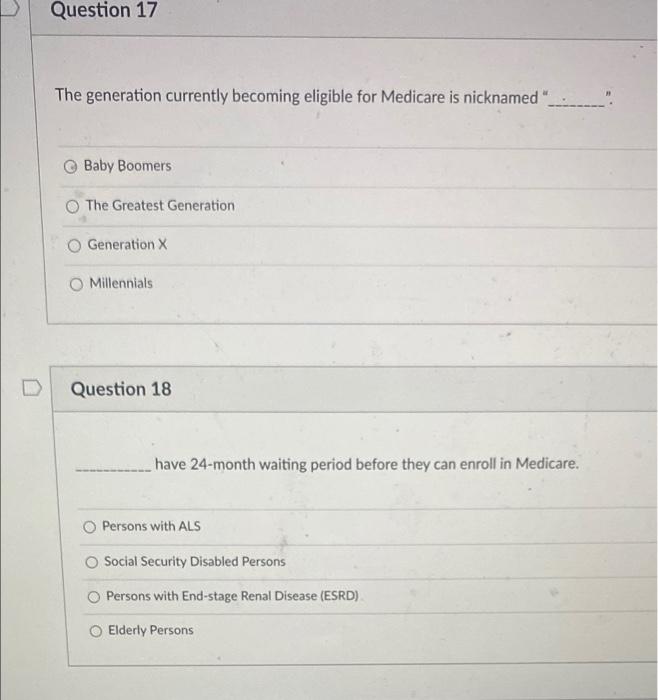 v Question 17 The generation currently becoming