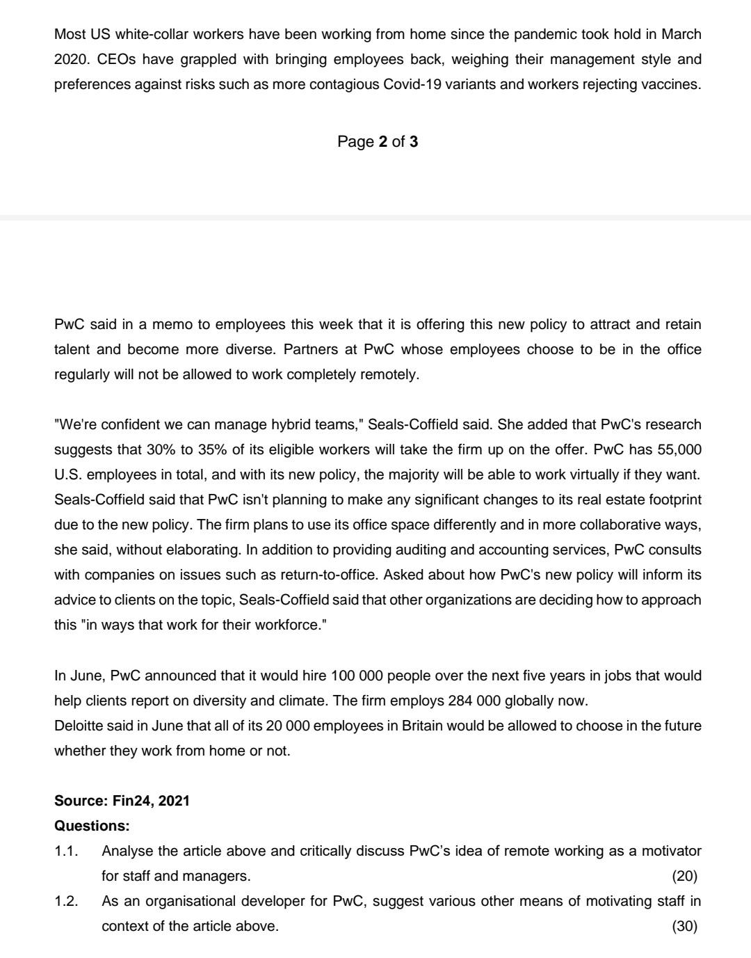 Based on the article, please answer 1.1 and 1.2