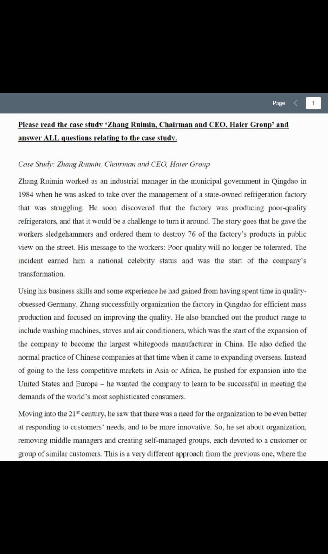 this is introduction to management case study