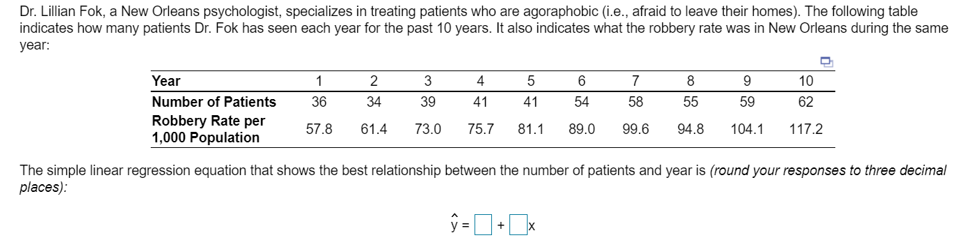 14. 13. 12. where y = Dependent Variable and x =