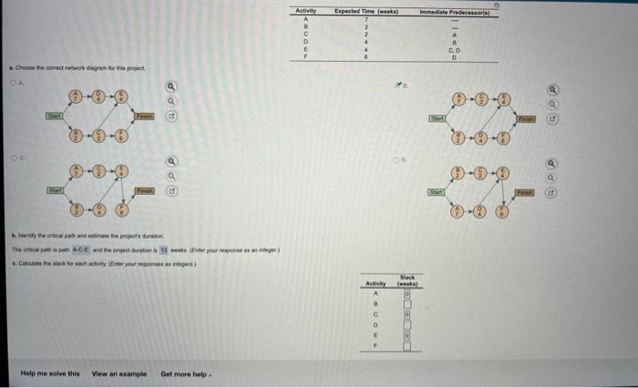 Please help solve the slack for B,D, and F.