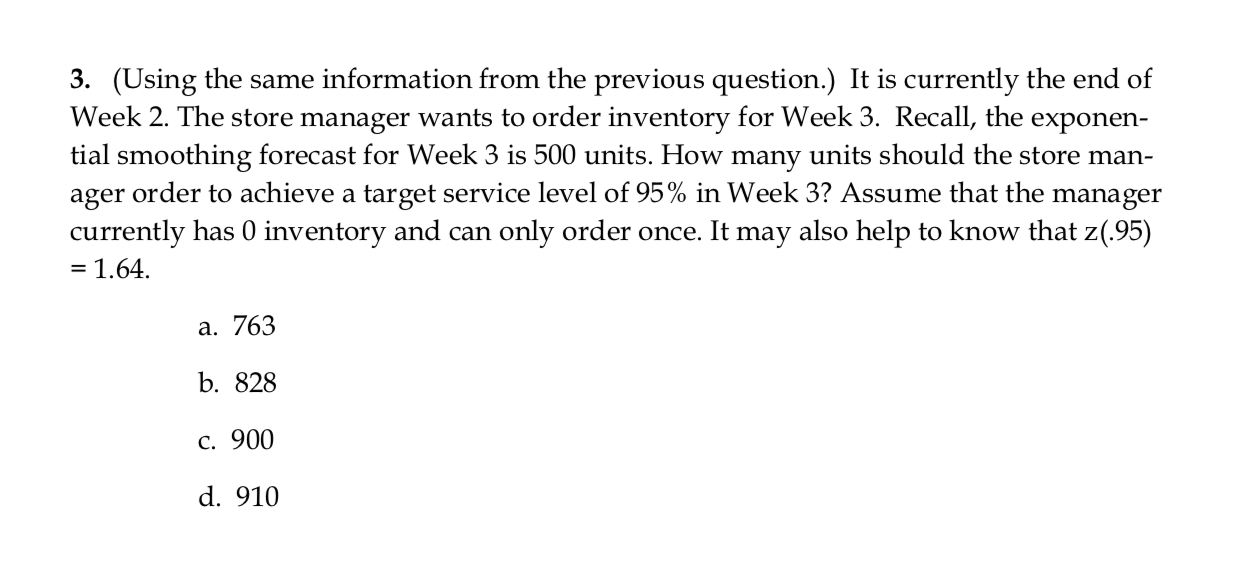 3. (Using the same information from the previous