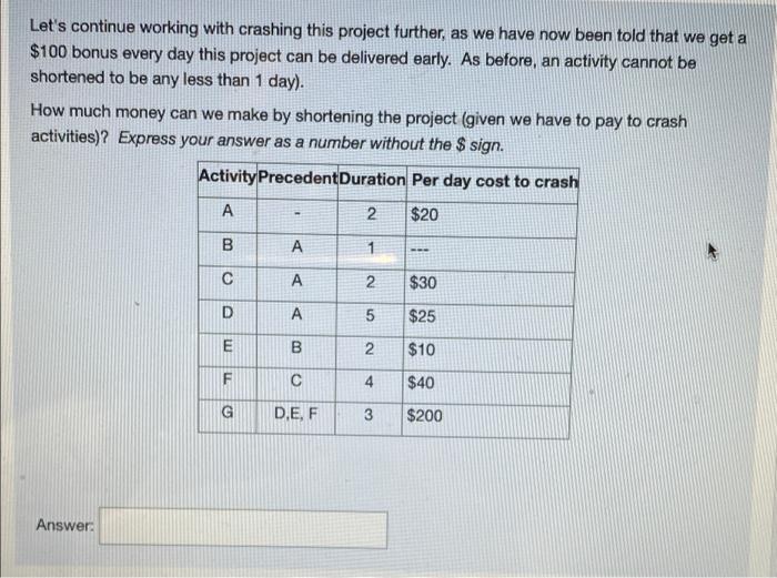 Let's continue working with crashing this project