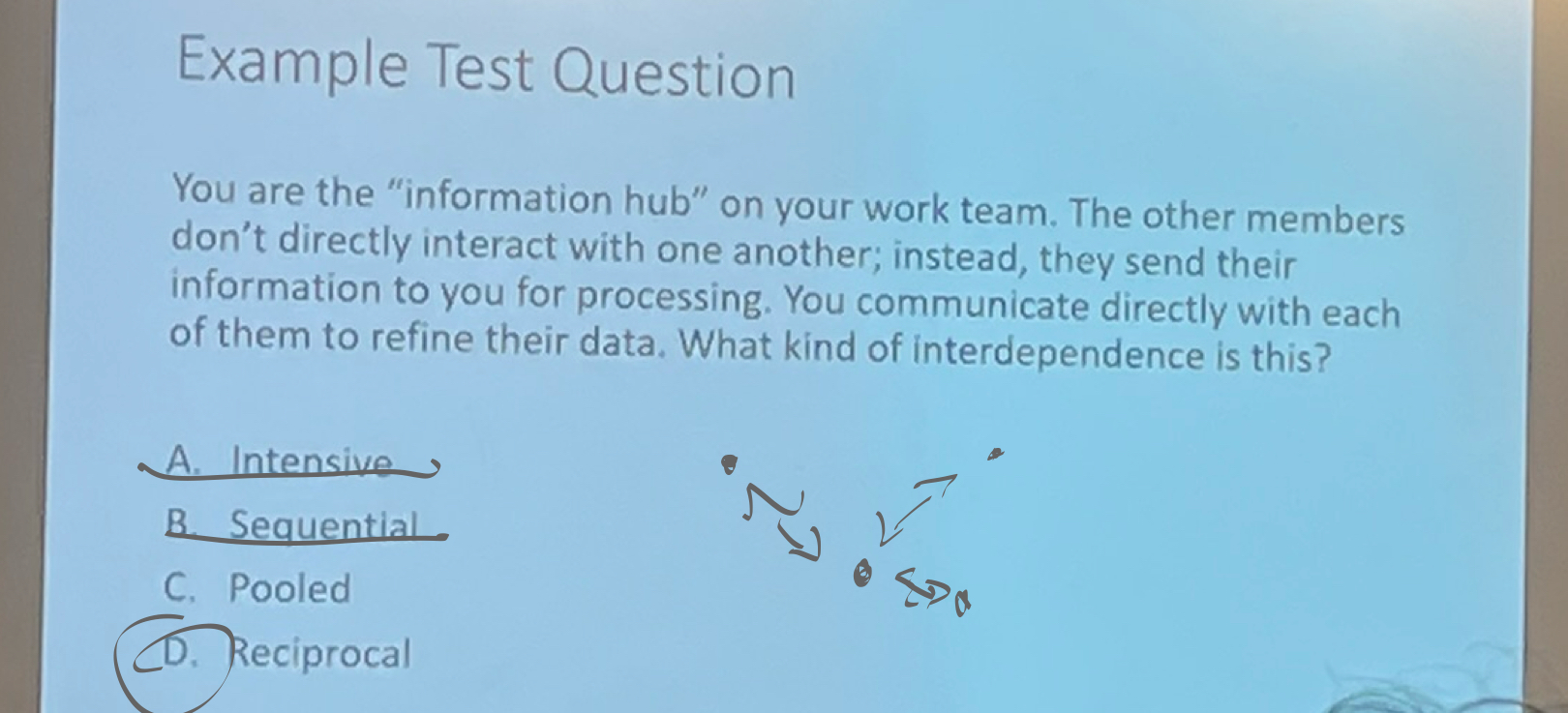 Example Test Question You are the "information