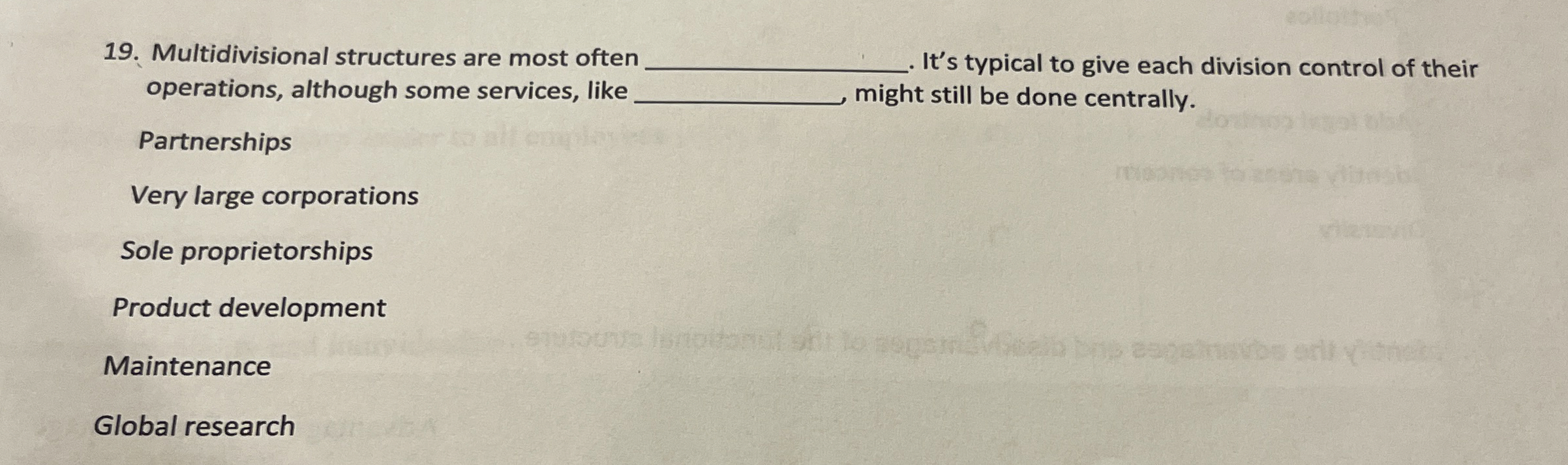 Multidivisional structures are most often q , .