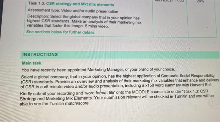 MUUUU 20% Task 1.3: CSR strategy and Mkt mix