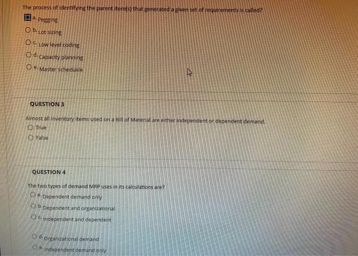 The process of identifying the parent item(s)