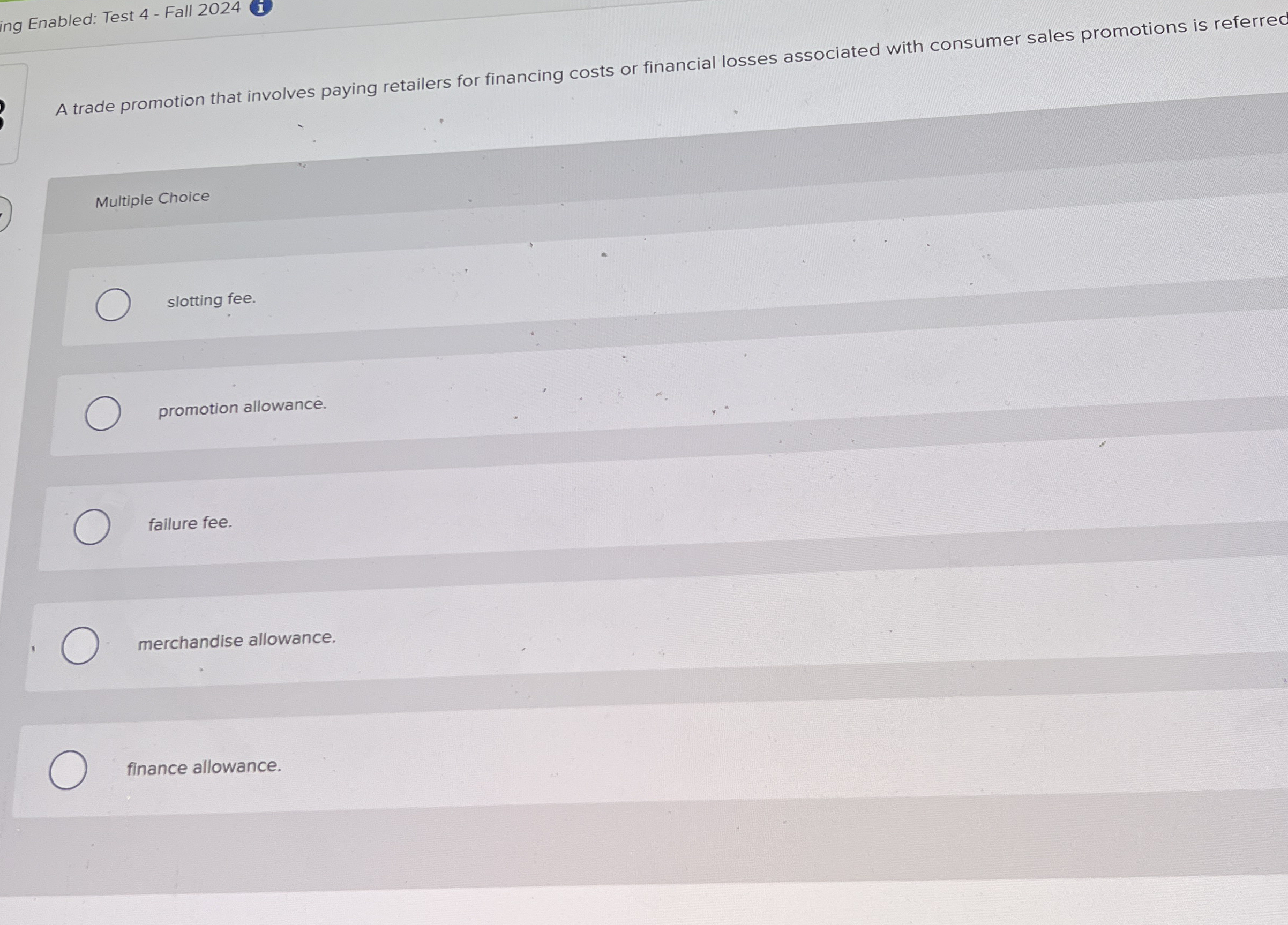 ing Enabled: Test 4 - Fall 2 0 2 4 A trade