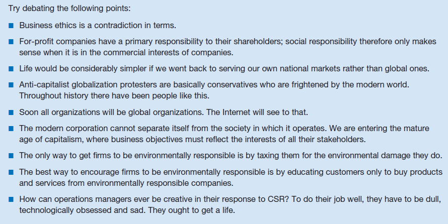 Try debating the following points: - Business