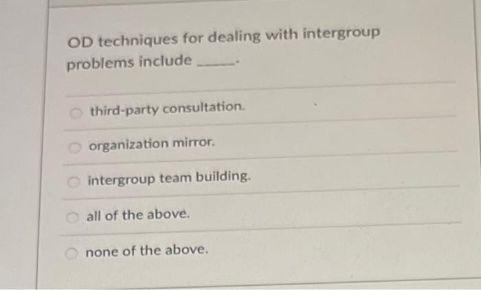 OD techniques for dealing with intergroup