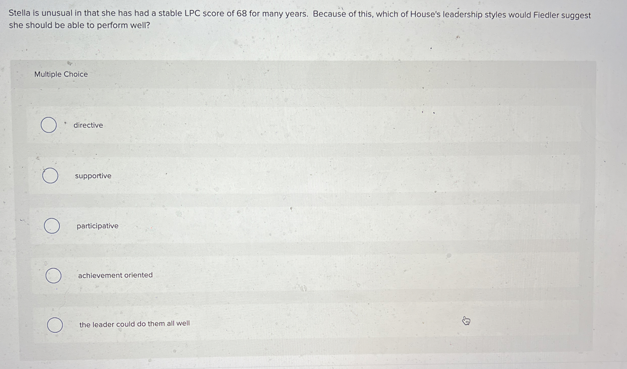 Stella is unusual in that she has had a stable