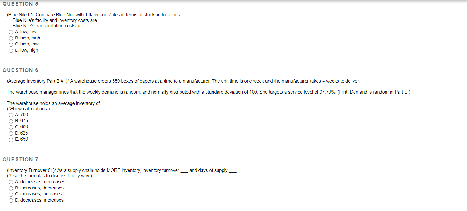 QUESTION 5 (Blue Nile 01) Compare Blue Nile with