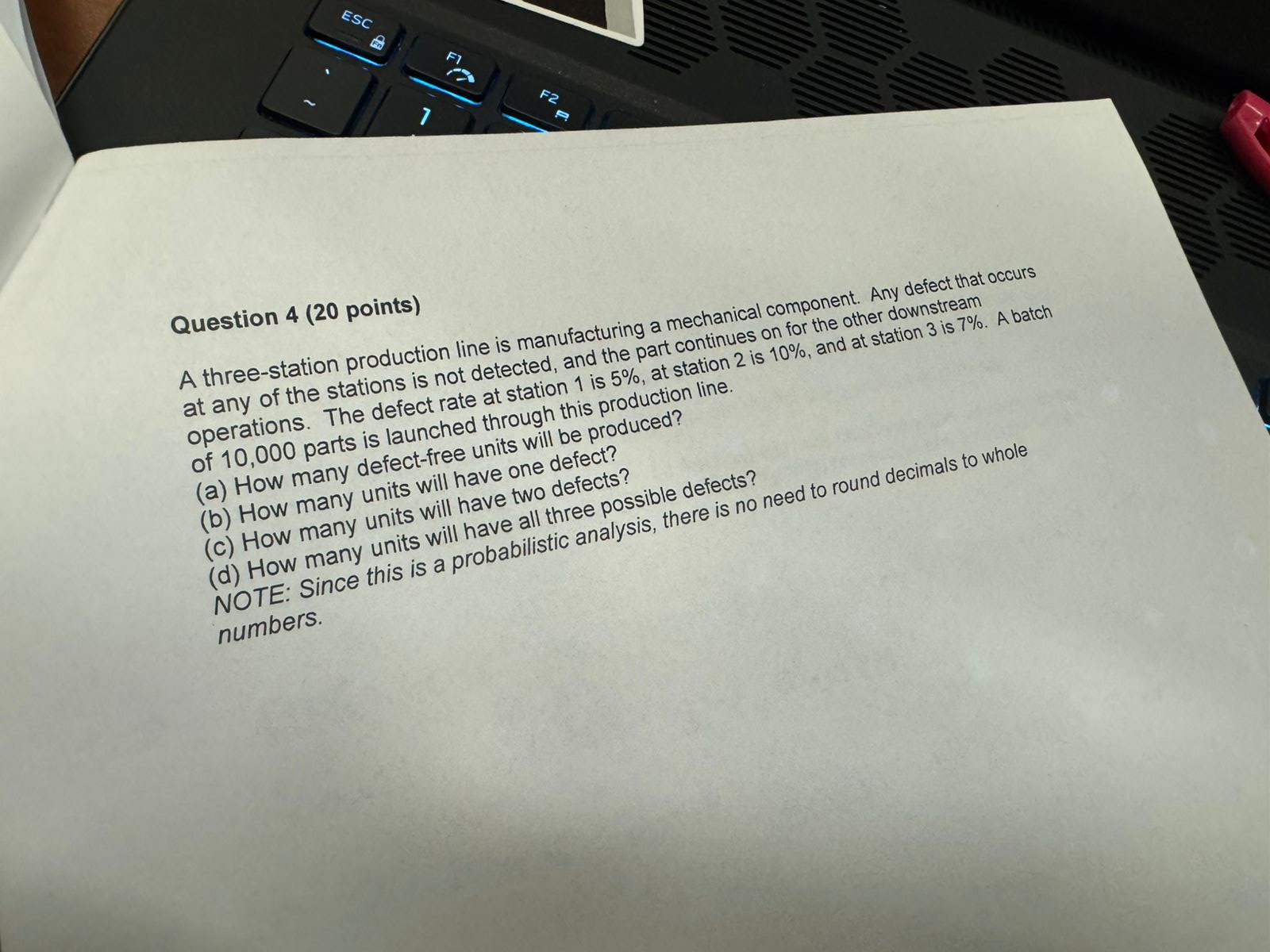 Question 4 ( 2 0 points ) A three - station
