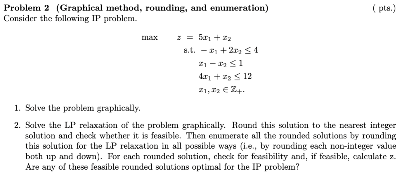 Problem 2 (Graphical method, rounding, and