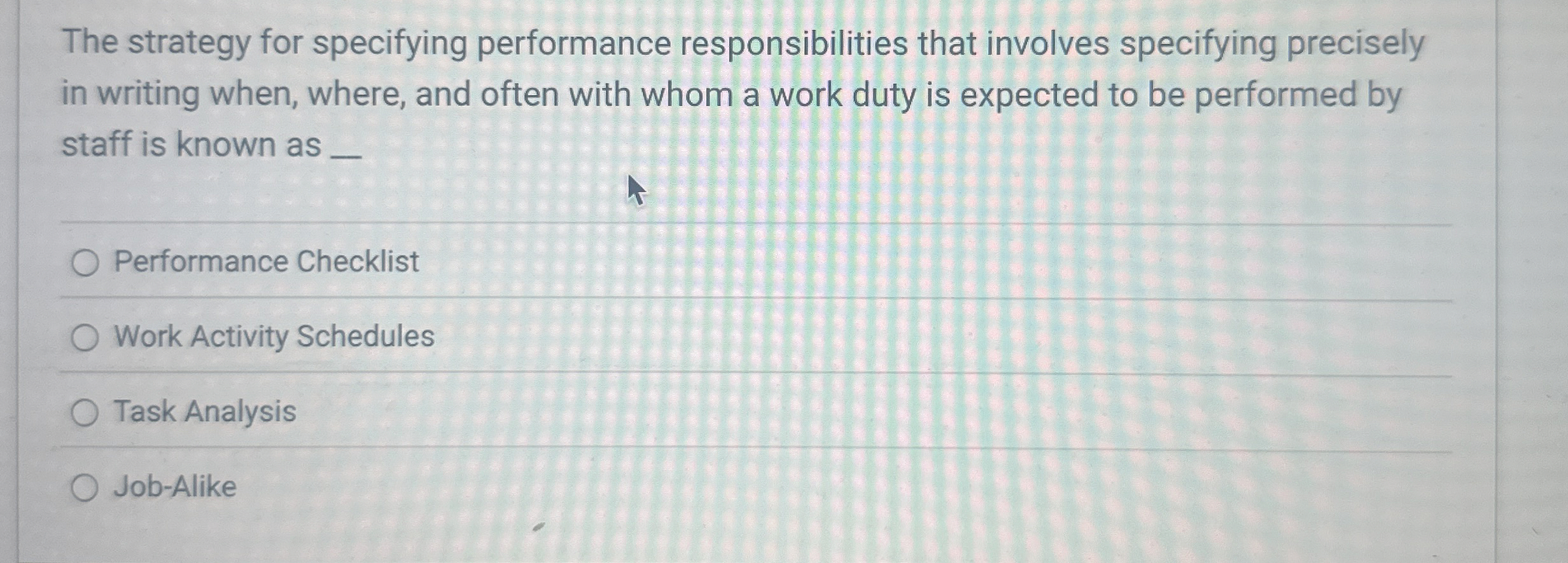 The strategy for specifying performance