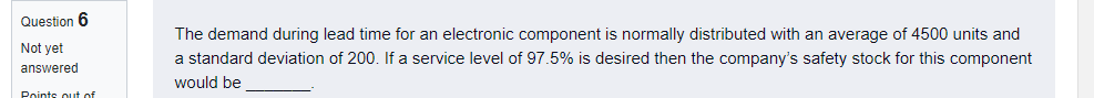 The demand during lead time for an electronic