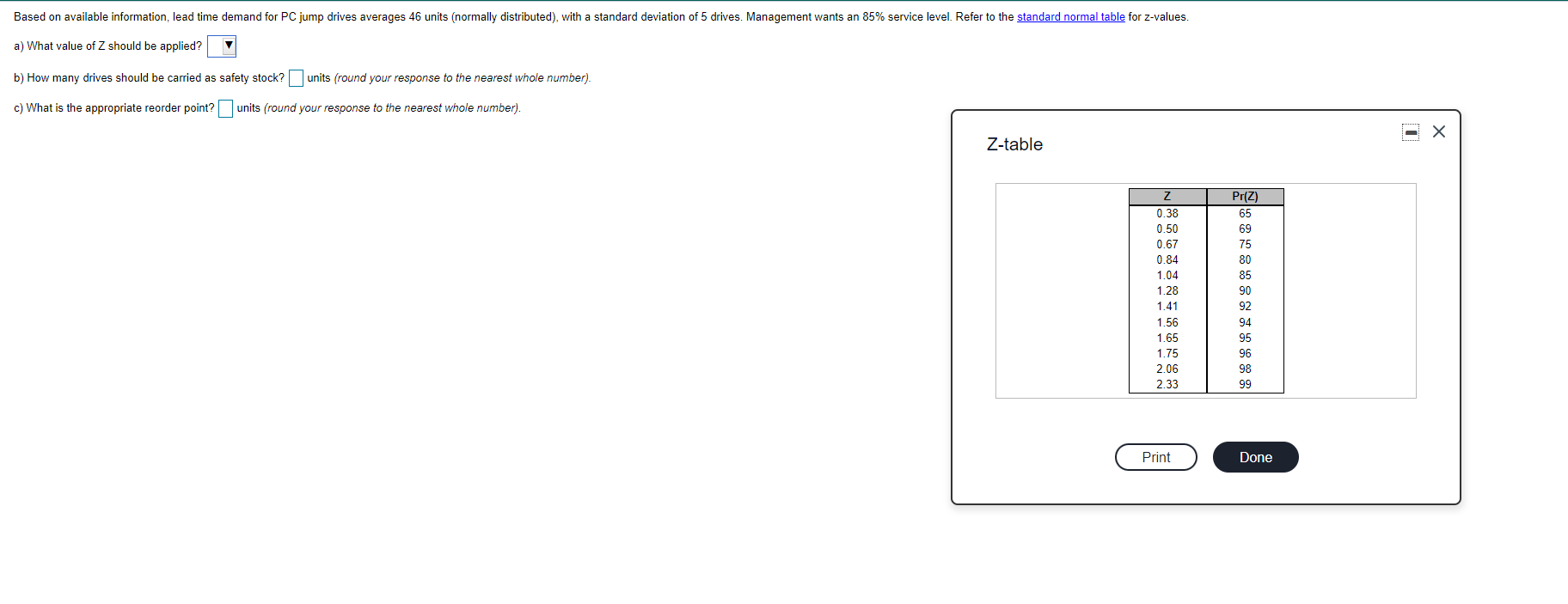 Based on available information, lead time demand
