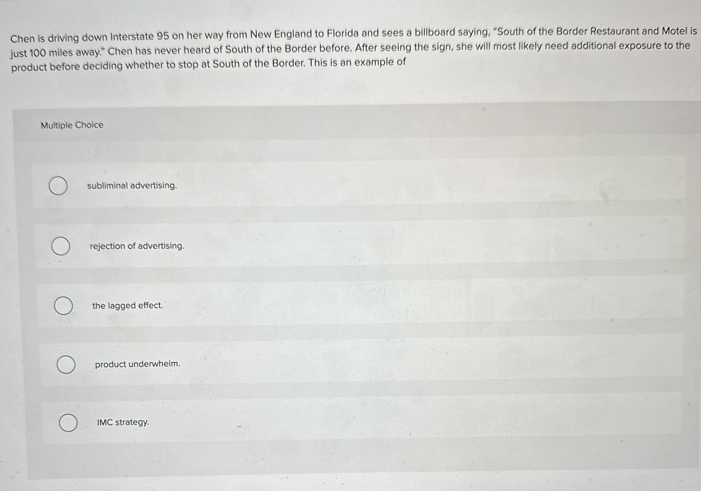 Chen is driving down Interstate 9 5 on her way