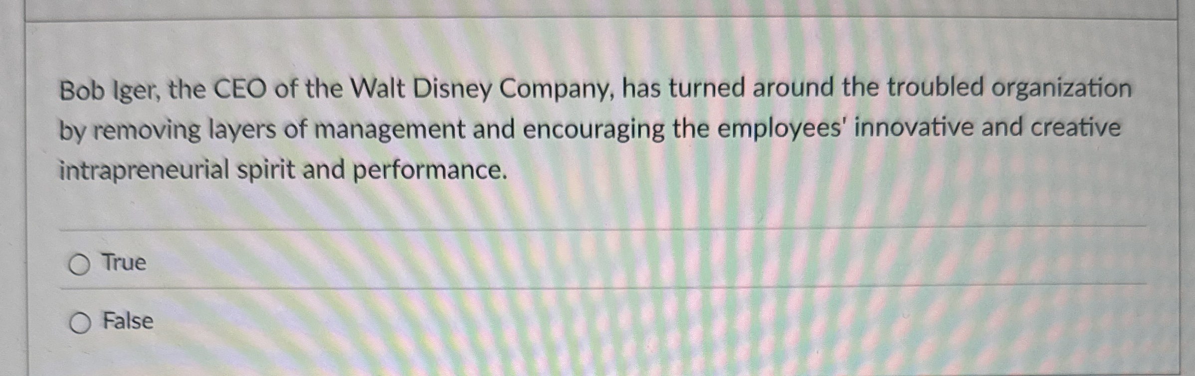 Bob lger, the CEO of the Walt Disney Company, has