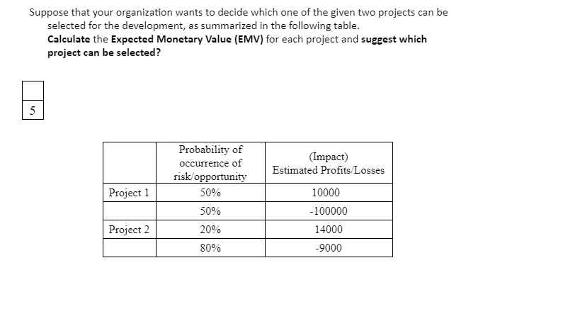 Suppose that your organization wants to decide