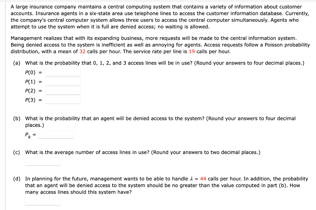 A large insurance company maintains a central