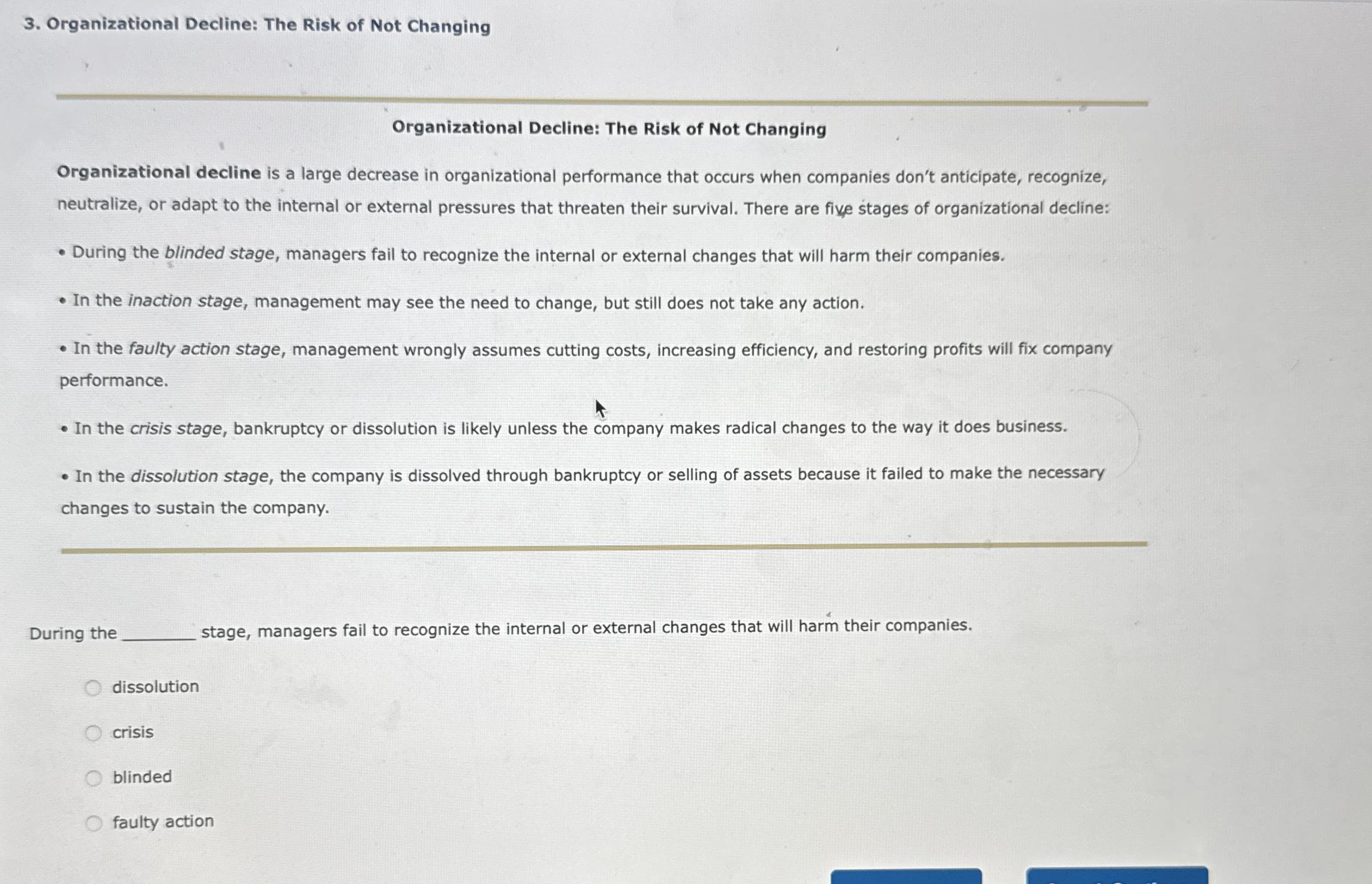Organizational Decline: The Risk of Not Changing