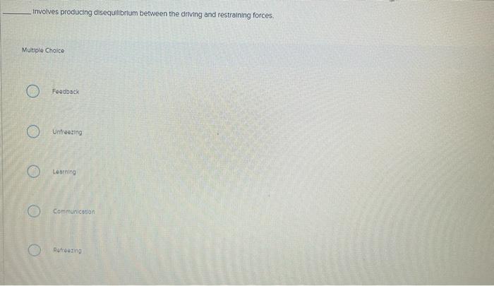 involves producing disequilibrium between the