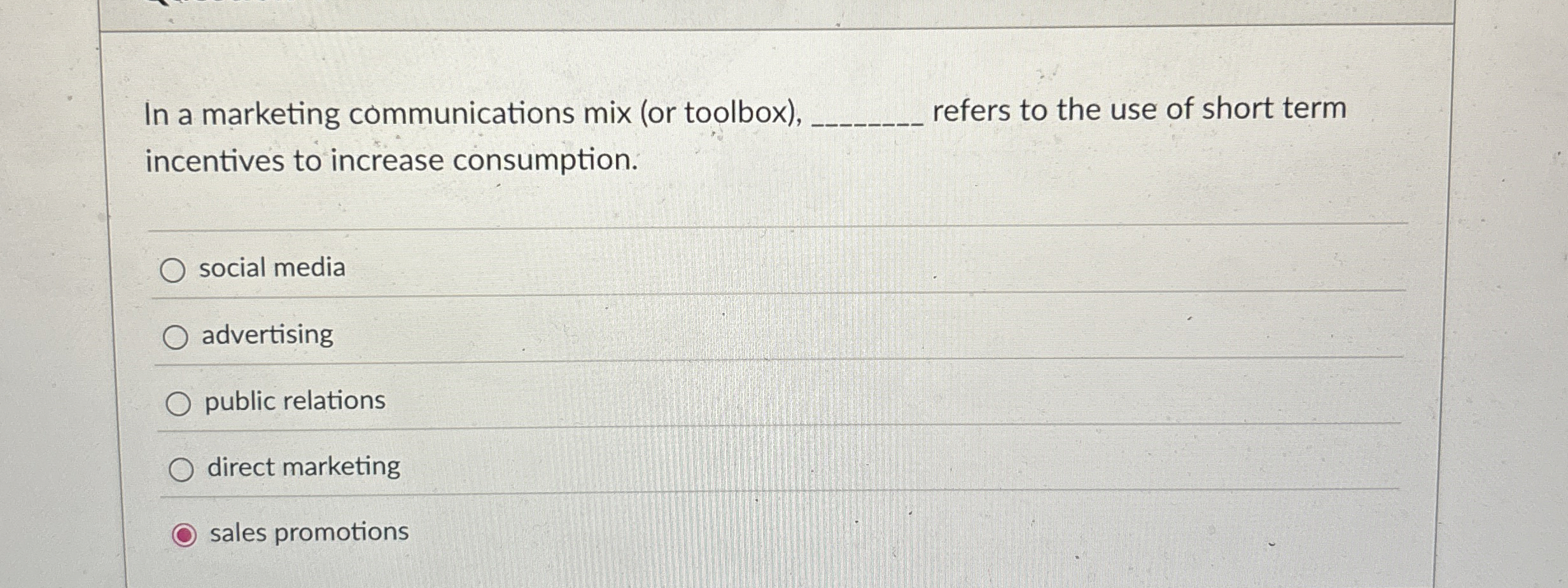 In a marketing communications mix ( or toolbox )