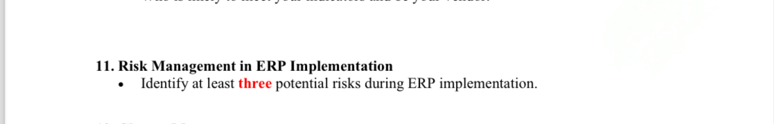 Risk Management in ERP Implementation Identify at