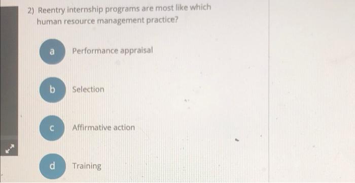1) What are reentry internship programs? a These