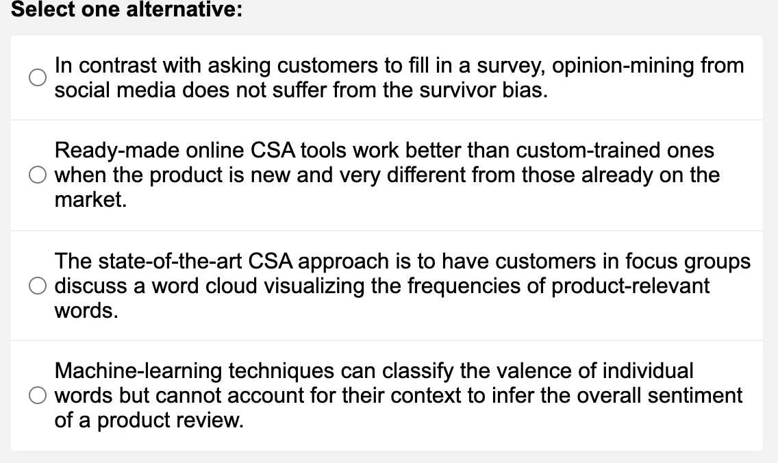 Which statement related to customer sentiment