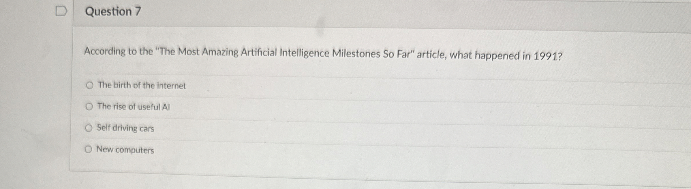 Question 7 According to the "The Most Amazing