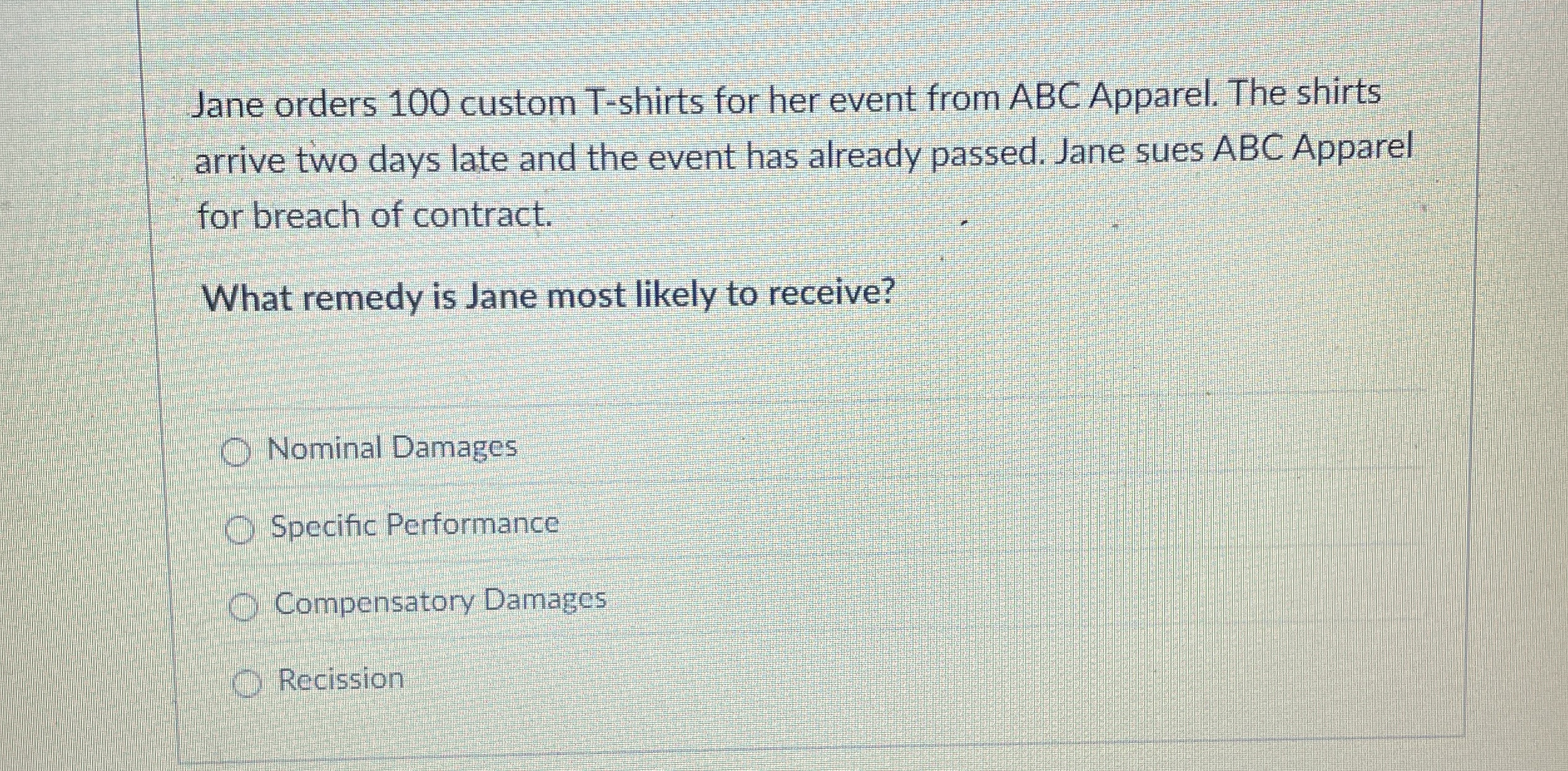 Jane orders 1 0 0 custom T - shirts for her event