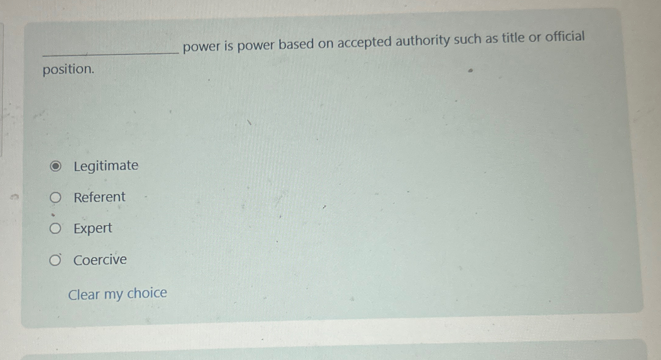 q , power is power based on accepted authority