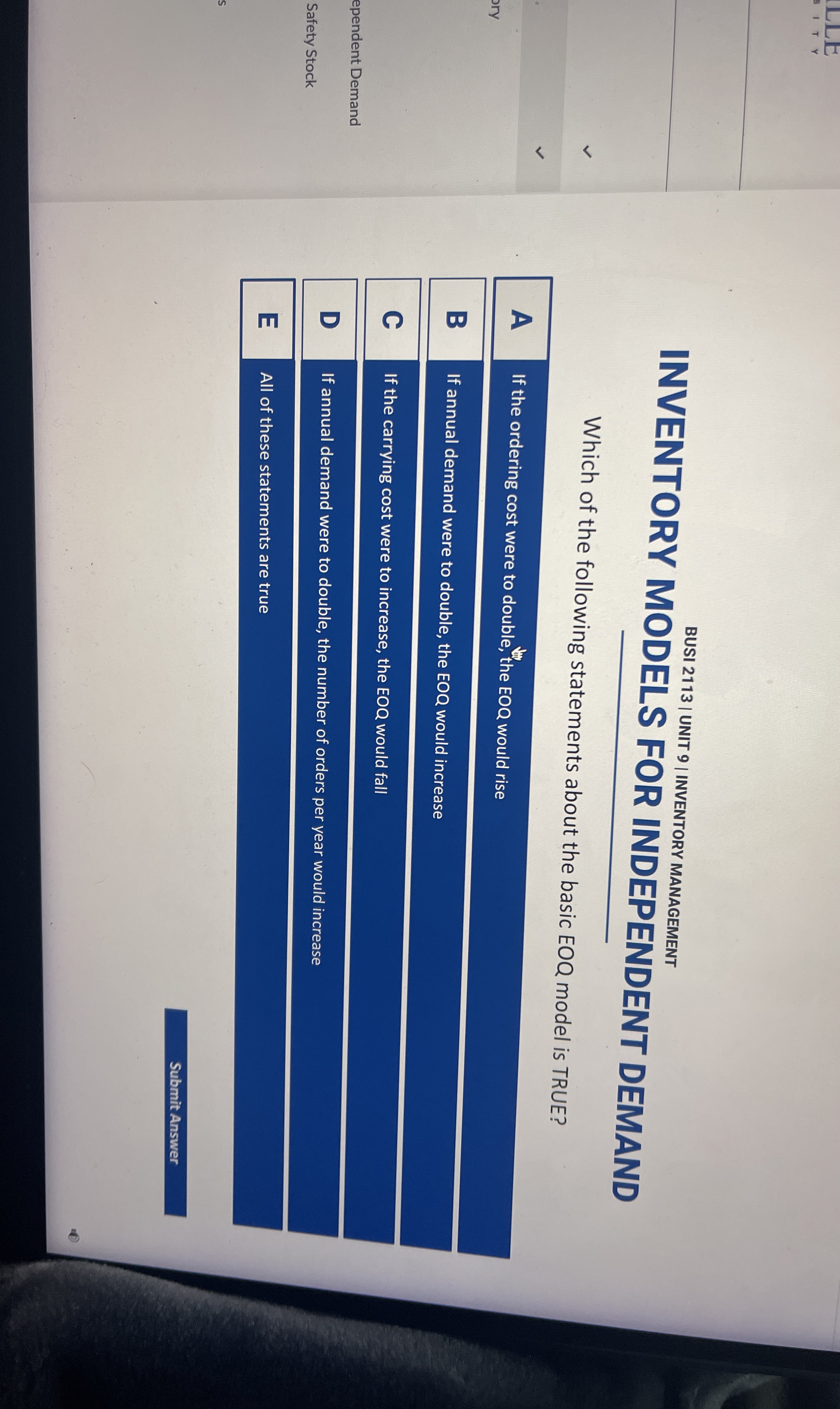 BUSI 2 1 1 3 | UNIT 9 | INVENTORY MANAGEMENT