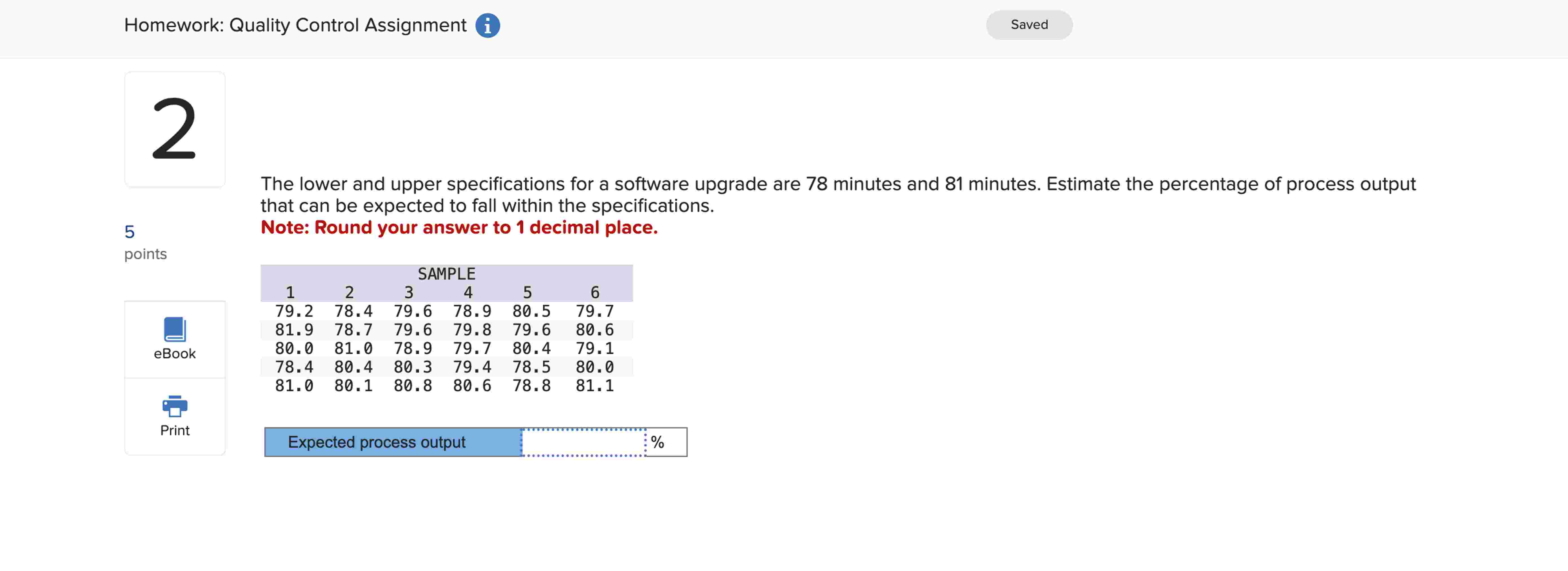 The lower and upper specifications for a software